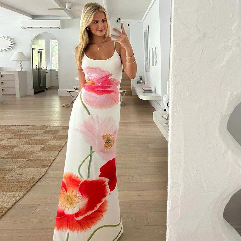 Primavera Bloom Backless Maxi Dress
