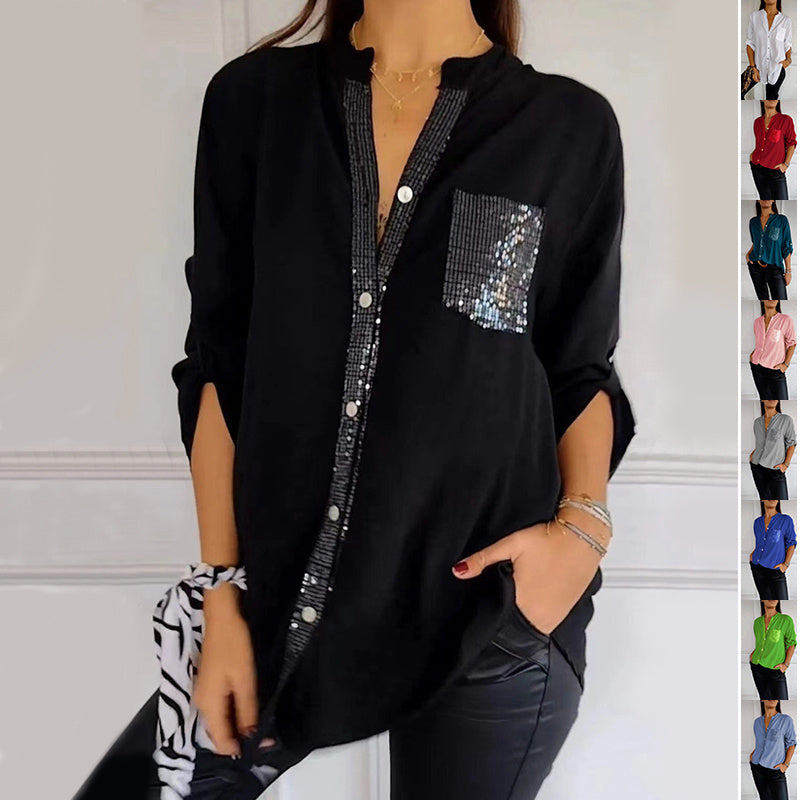 Sequin Pocket Relaxed Shirt