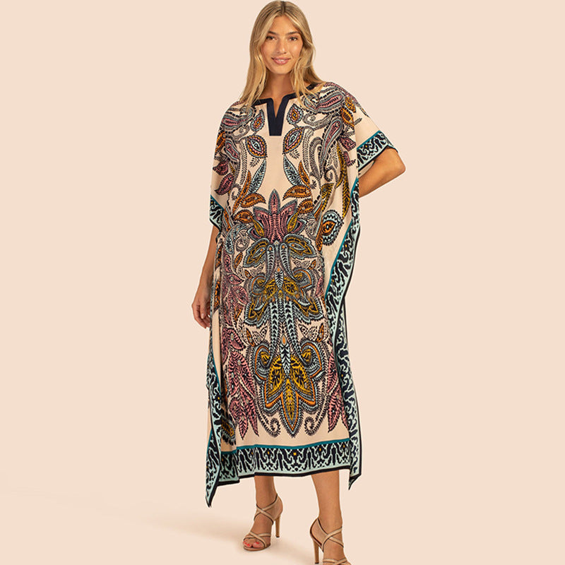 Seaside Breeze Printed Kaftan Blouse