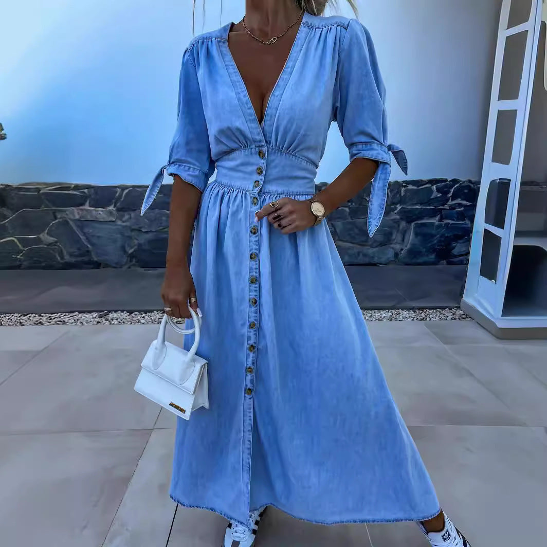 SereniDenim Flow Dress