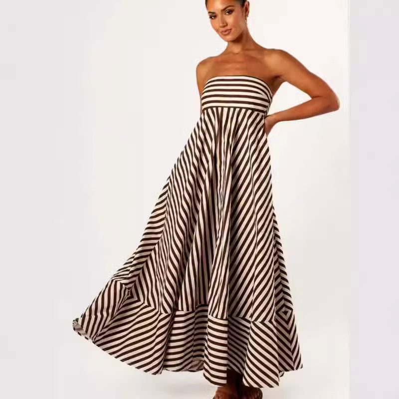 Savannah Striped Backless Maxi Dress