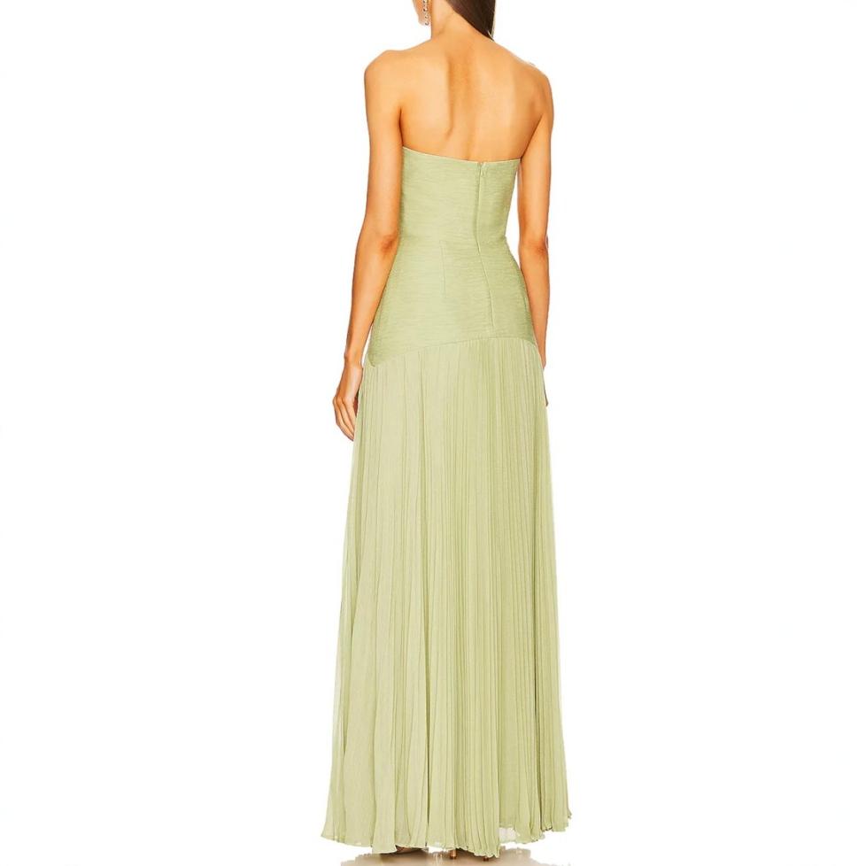 Ethereal Pleated Bandeau Maxi Dress