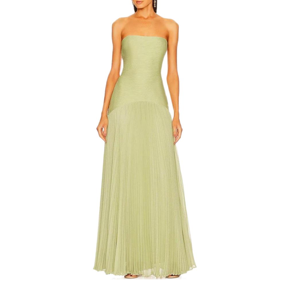 Ethereal Pleated Bandeau Maxi Dress