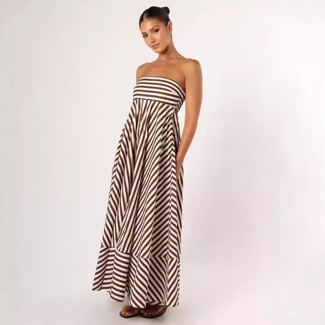 Savannah Striped Backless Maxi Dress