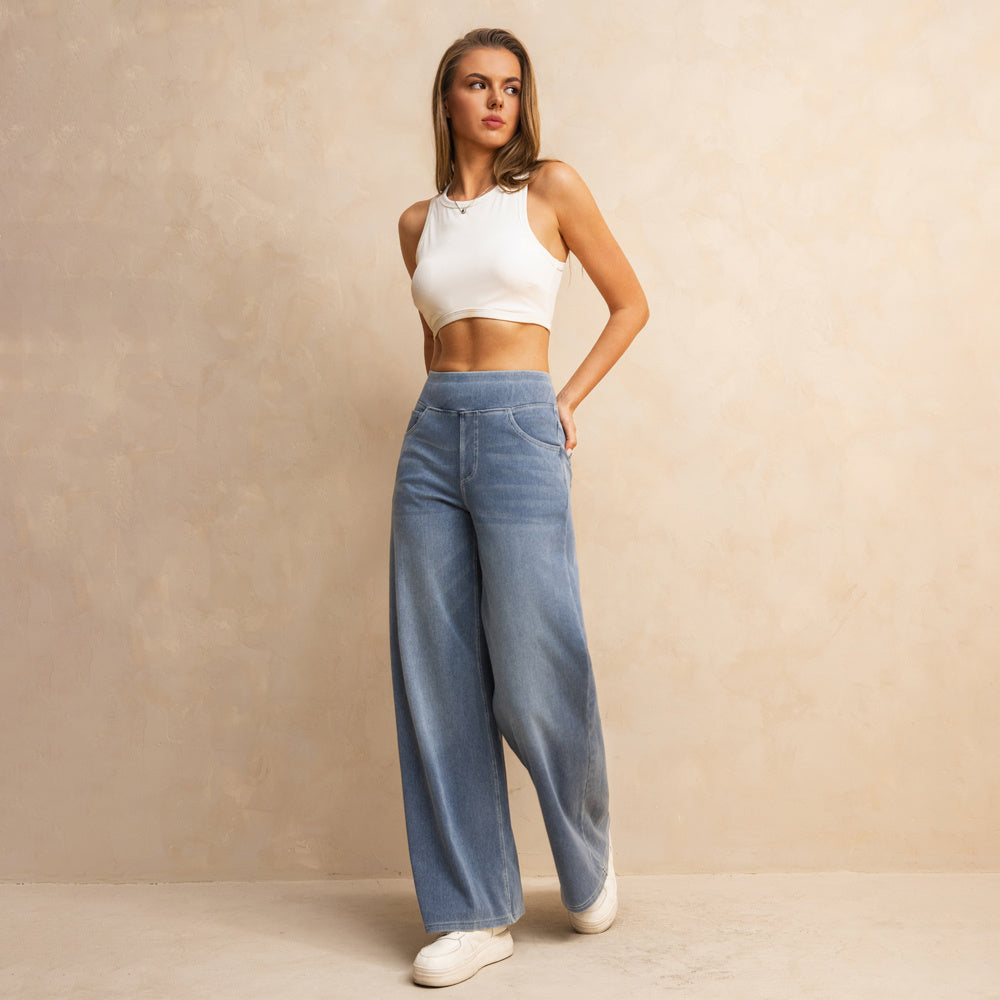 SereniFit High-Waisted Wide-Leg Jeans
