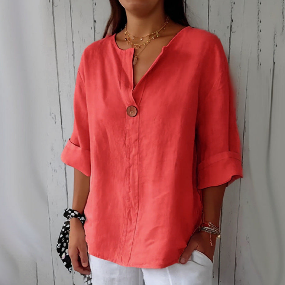Breeze Linen V-Neck Blouse