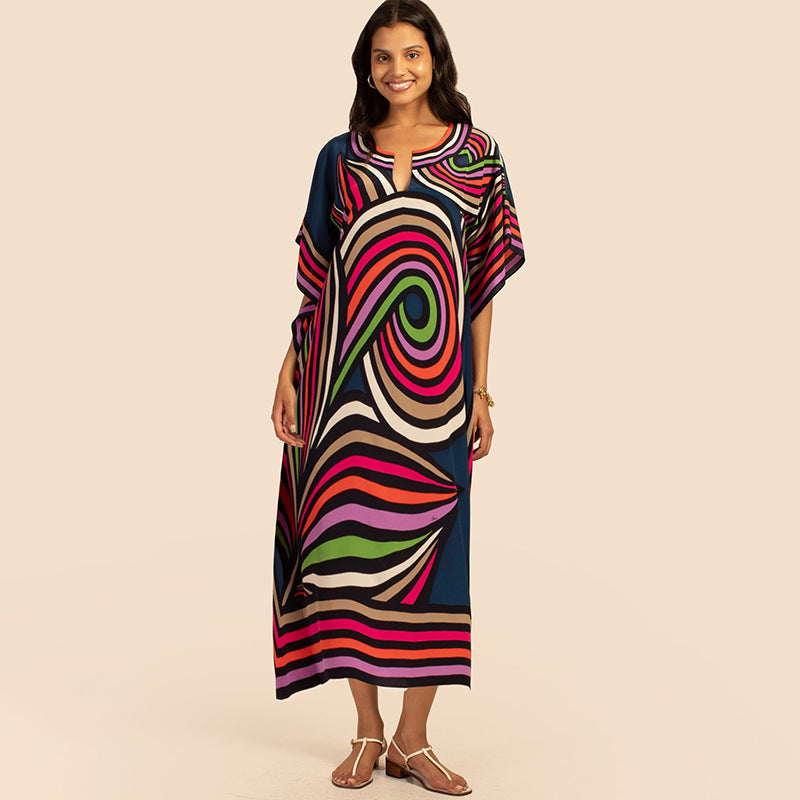Seaside Breeze Printed Kaftan Blouse