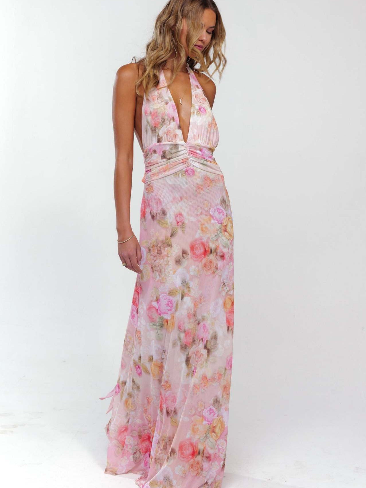 Bare Bloom Halter Dress