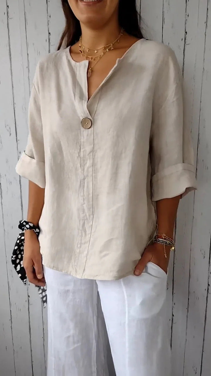 Breeze Linen V-Neck Blouse