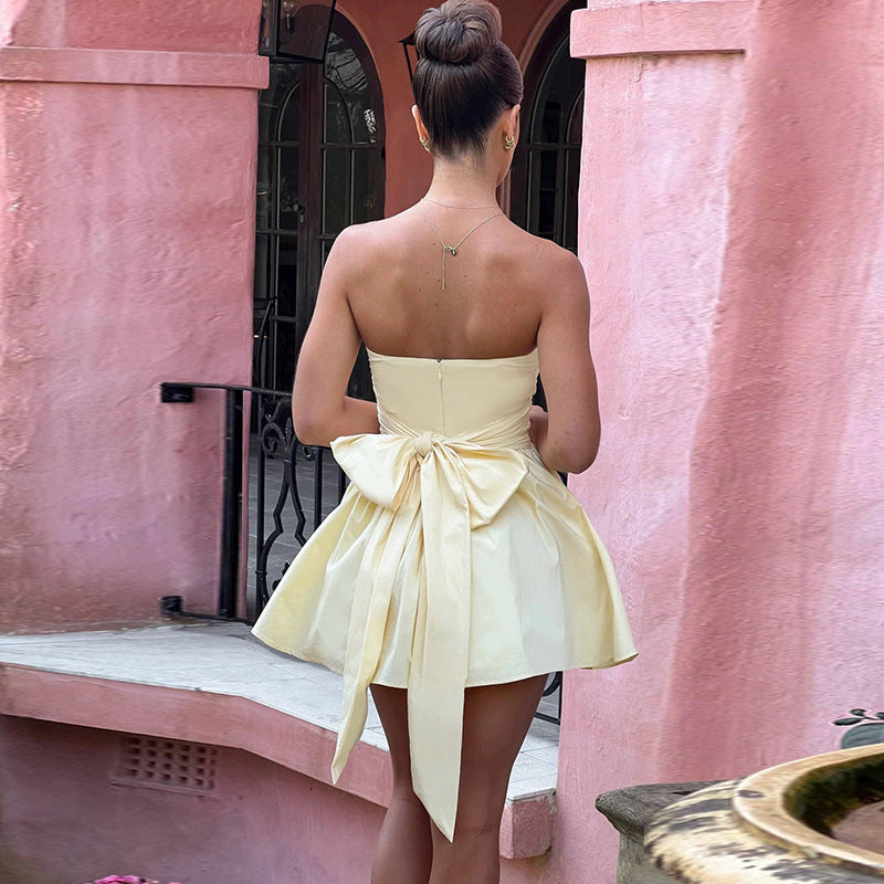 Paloma Bow-Back Strapless Dress
