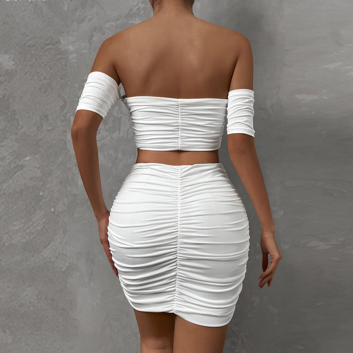 Elara Off-Shoulder Pleated Skirt Set