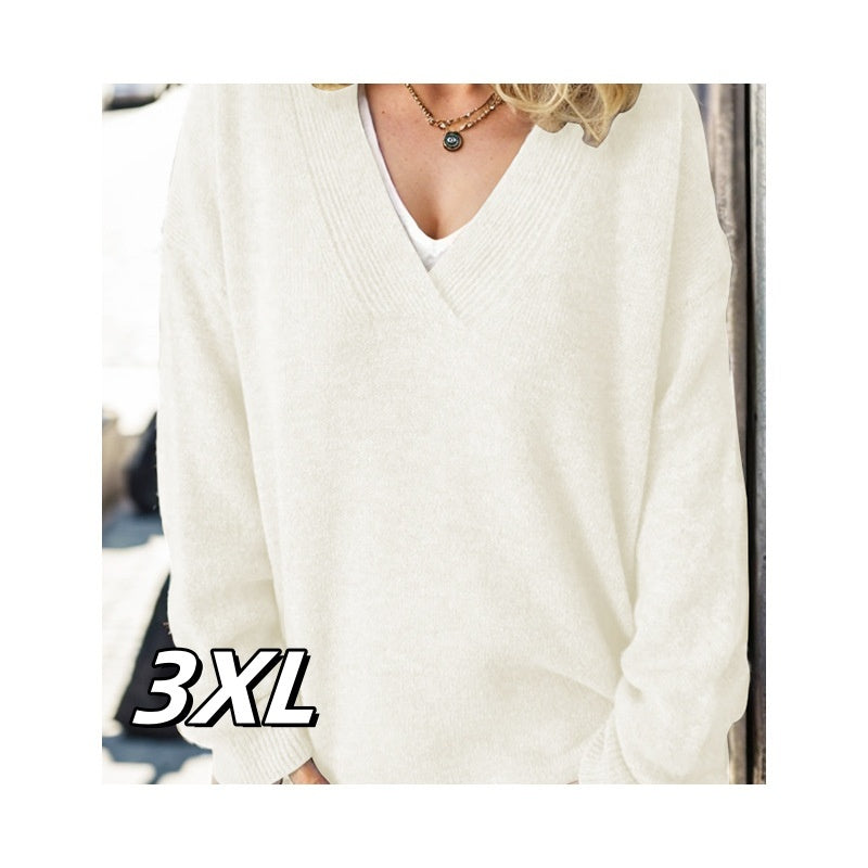 Women's Pullover V-neck Multicolor Loose Casual Sweater