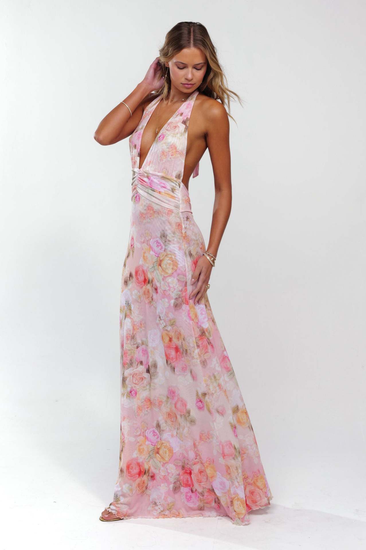 Bare Bloom Halter Dress