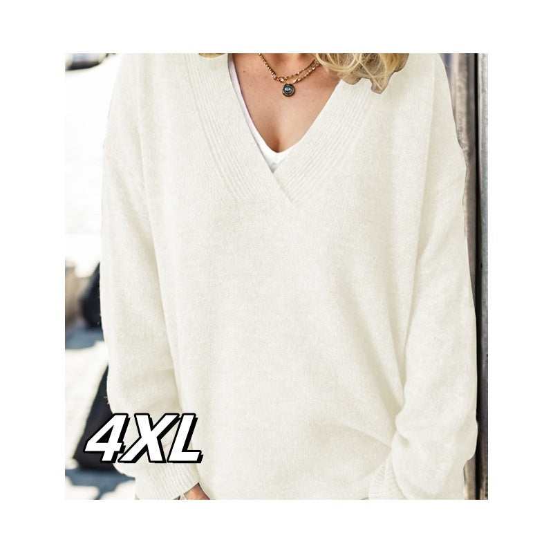Women's Pullover V-neck Multicolor Loose Casual Sweater