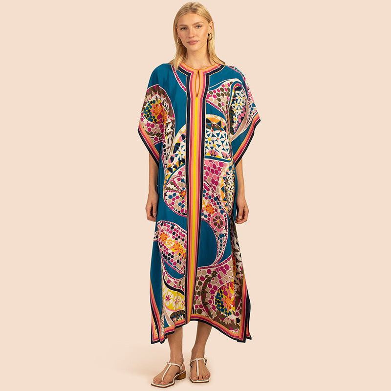 Seaside Breeze Printed Kaftan Blouse
