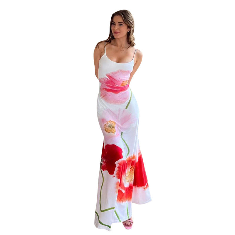 Primavera Bloom Backless Maxi Dress