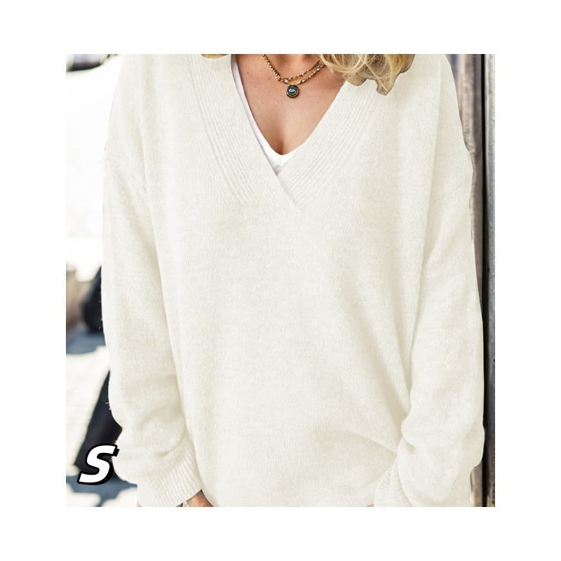 Women's Pullover V-neck Multicolor Loose Casual Sweater