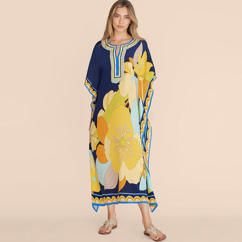 Seaside Breeze Printed Kaftan Blouse