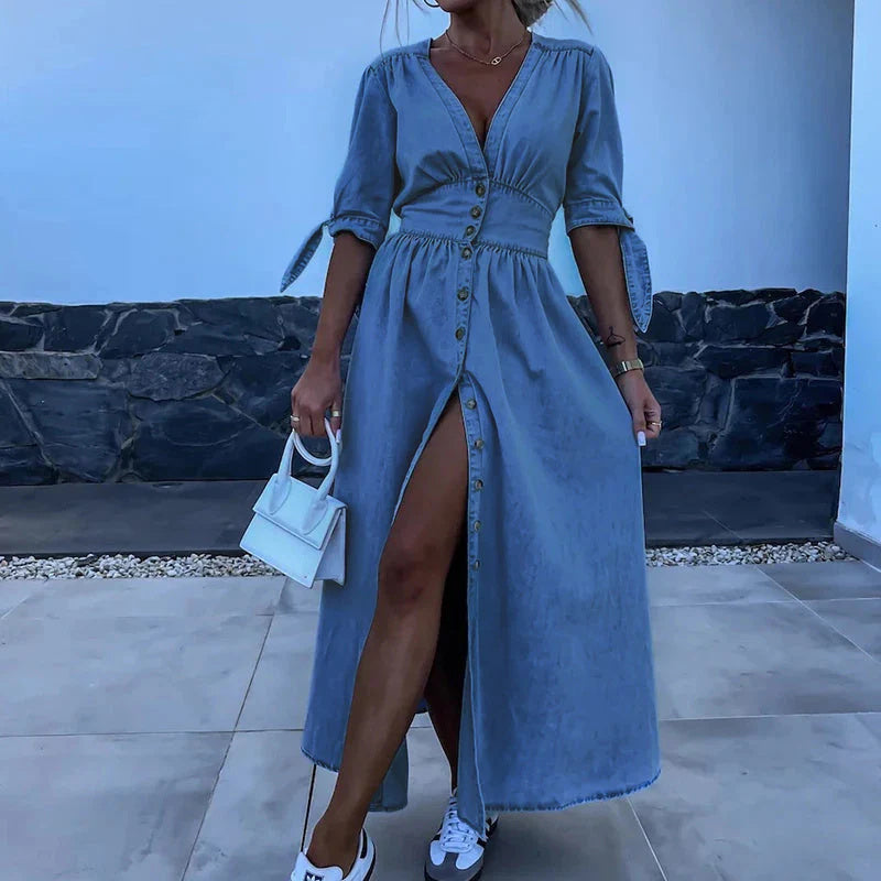 SereniDenim Flow Dress