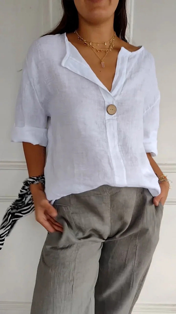 Breeze Linen V-Neck Blouse