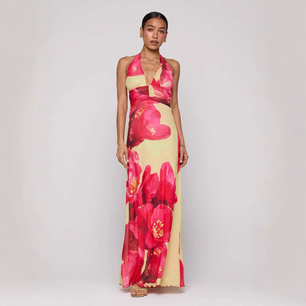 Bare Bloom Halter Dress