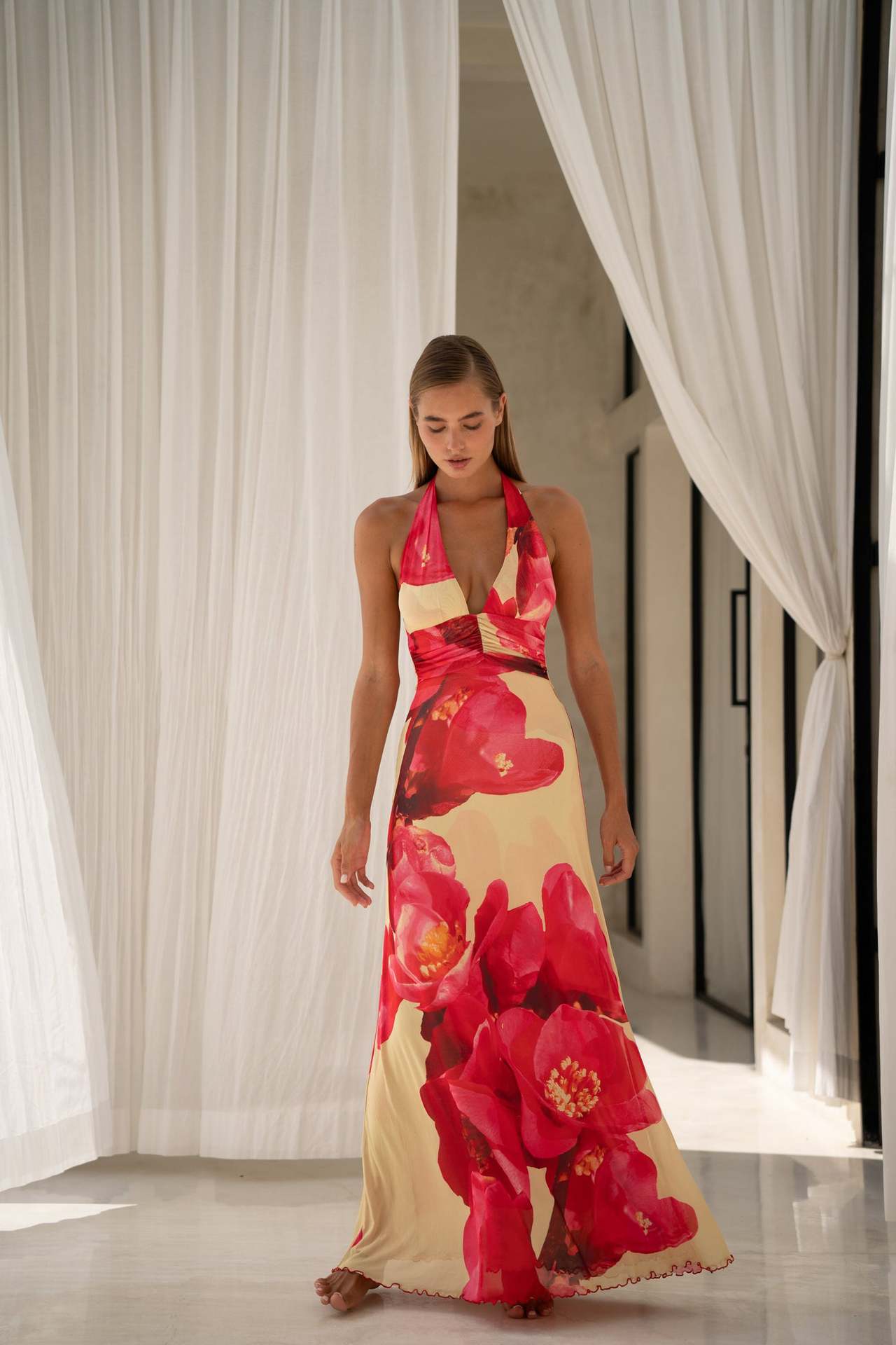 Bare Bloom Halter Dress