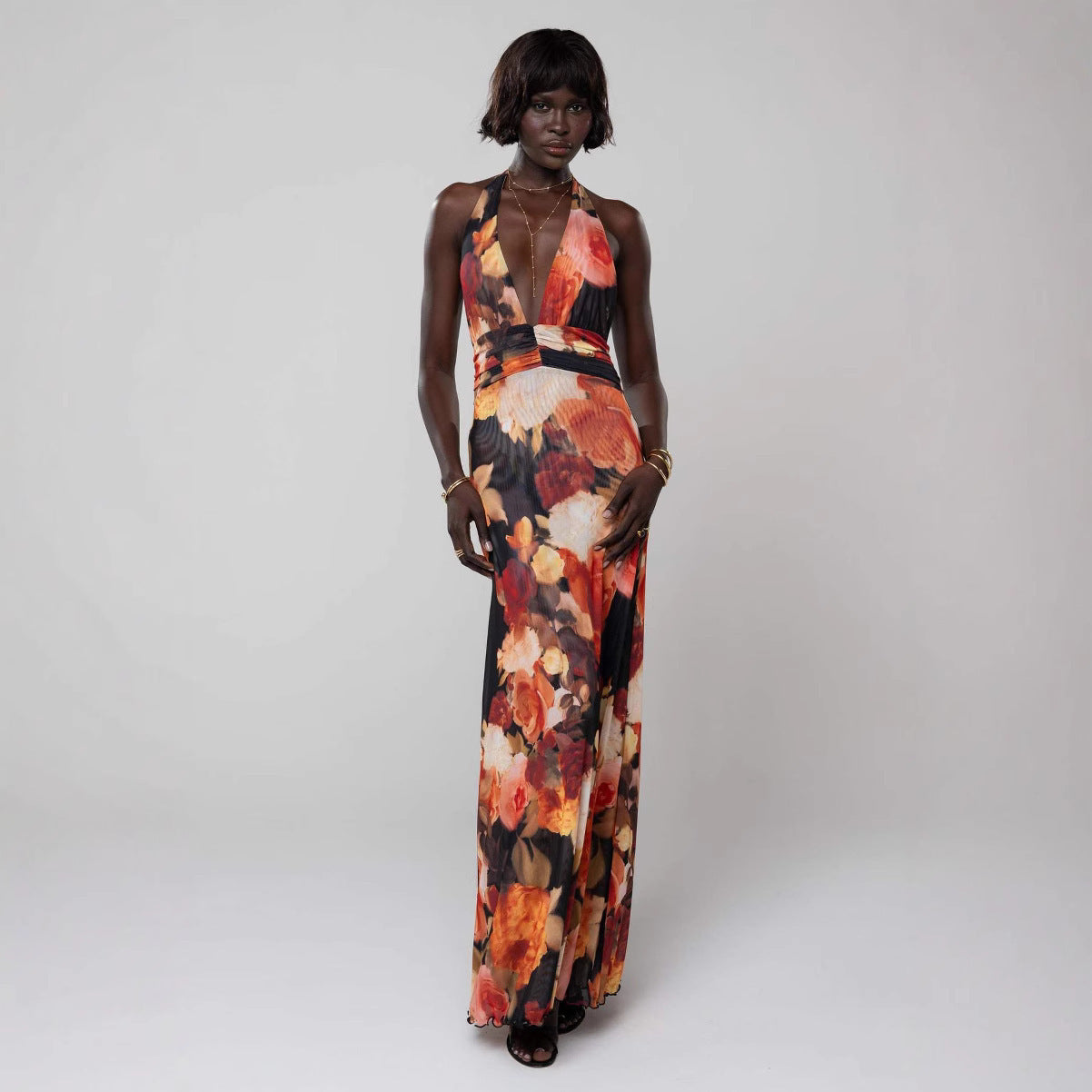 Bare Bloom Halter Dress