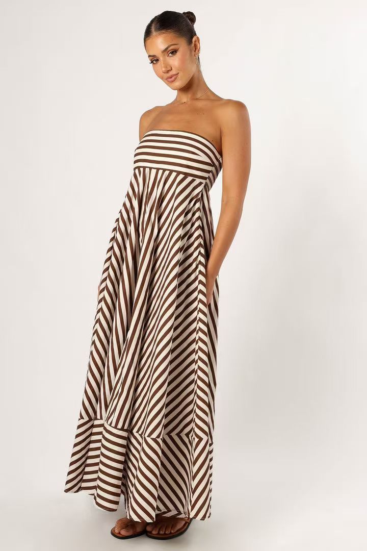 Savannah Striped Backless Maxi Dress