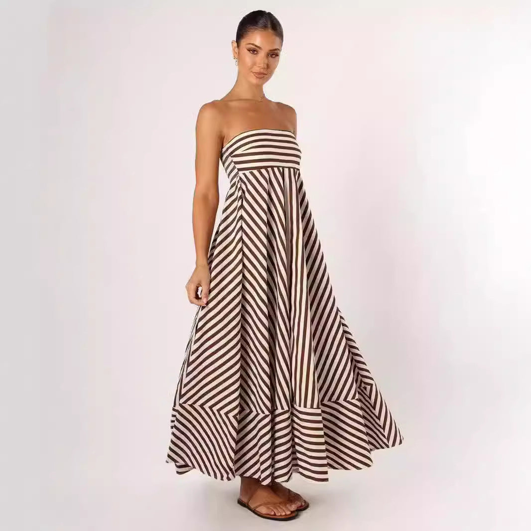 Savannah Striped Backless Maxi Dress