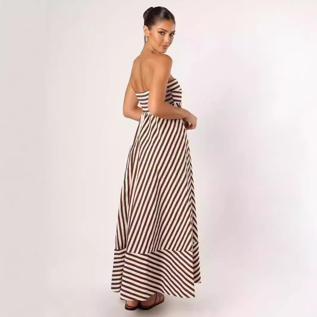 Savannah Striped Backless Maxi Dress