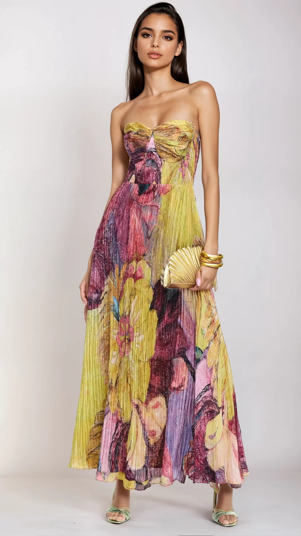 Sunset Bloom Bandeau Dress