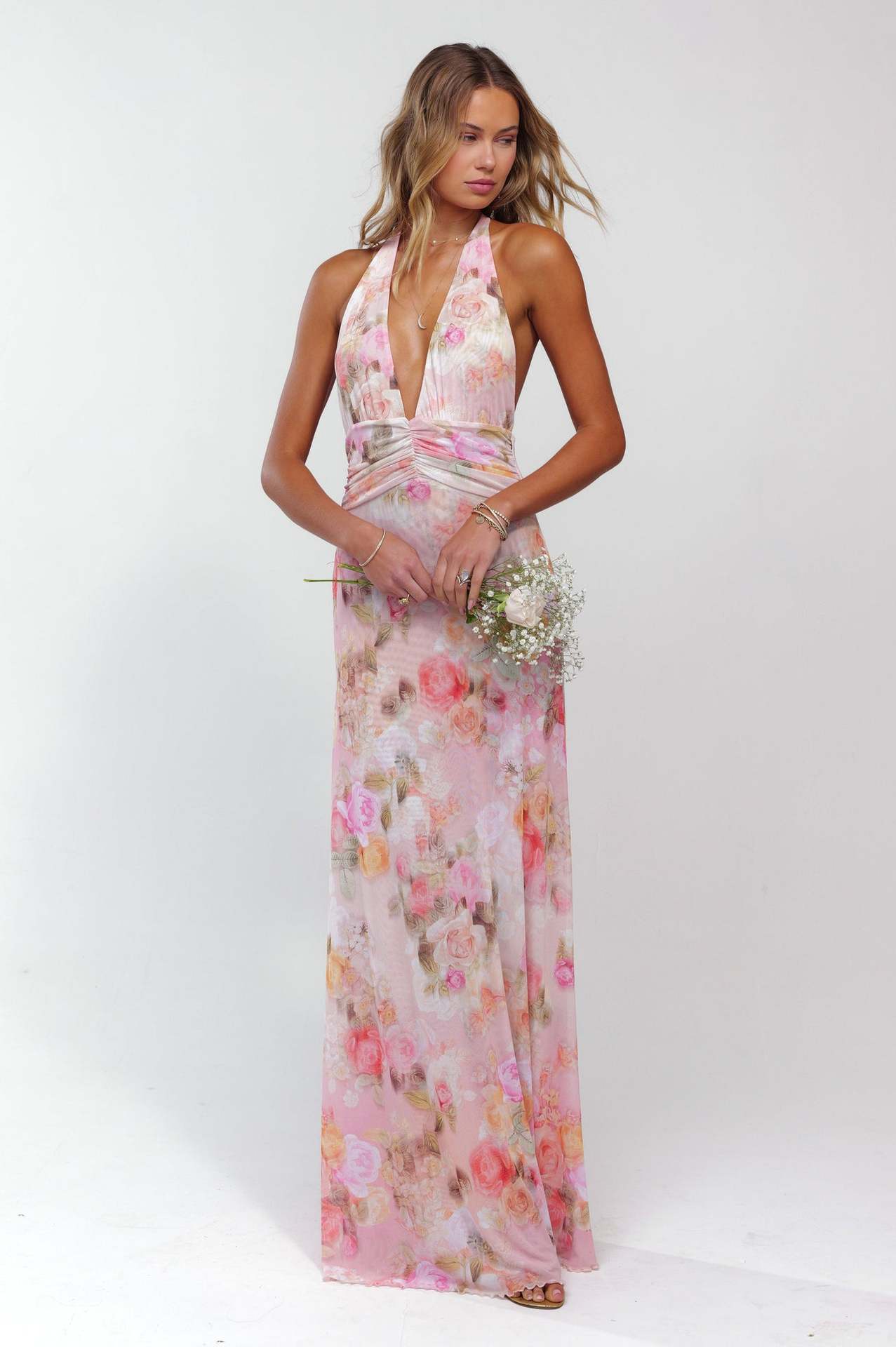 Bare Bloom Halter Dress
