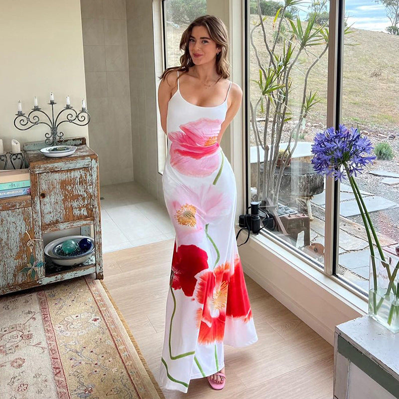 Primavera Bloom Backless Maxi Dress