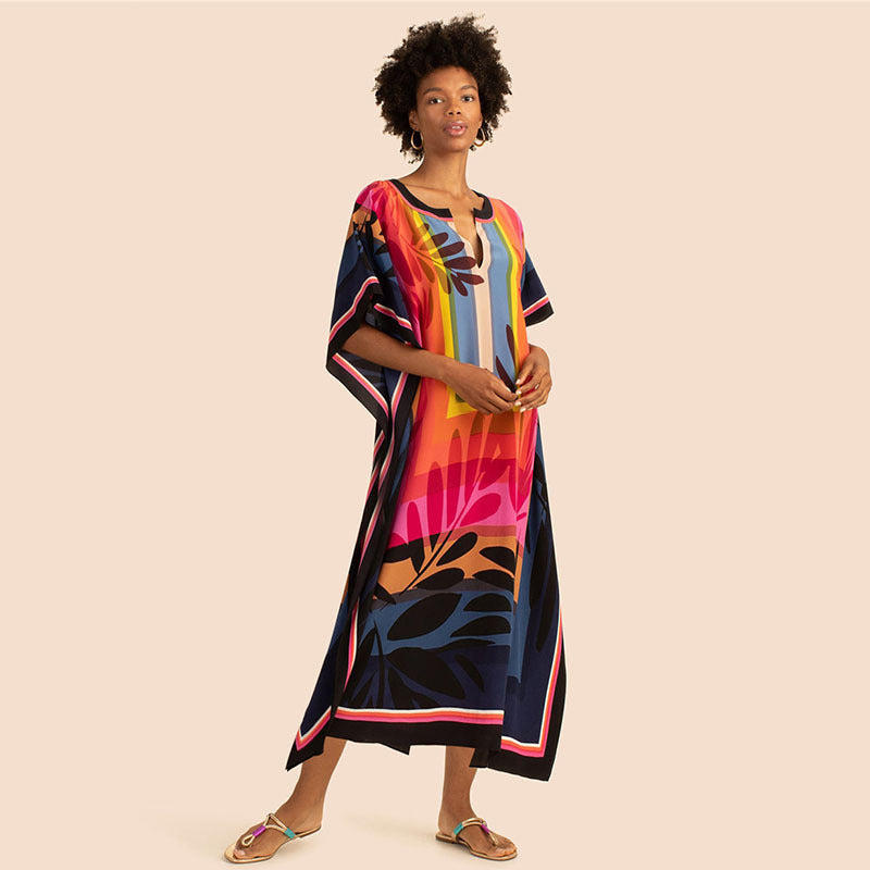 Seaside Breeze Printed Kaftan Blouse