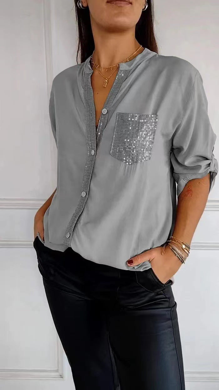 Sequin Pocket Relaxed Shirt