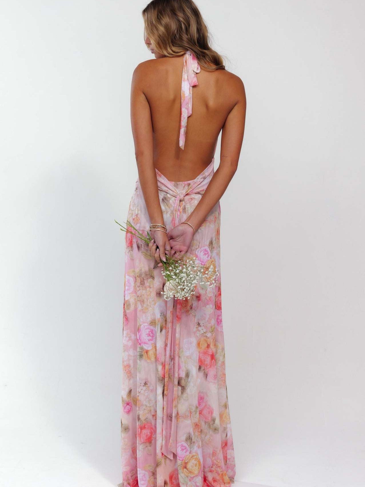 Bare Bloom Halter Dress