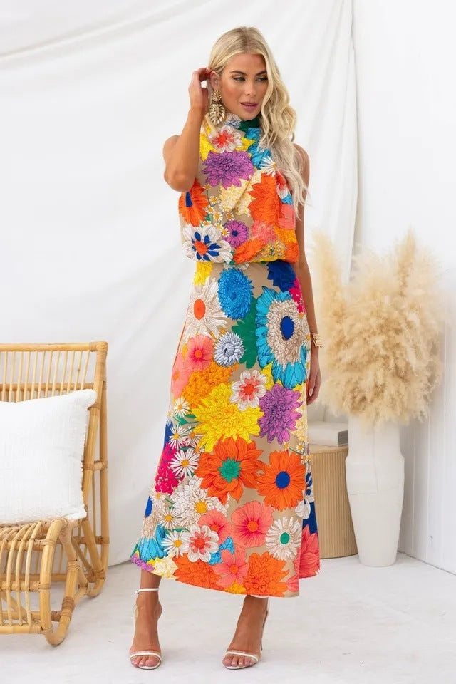 Isla Bloom Halter Midi Dress