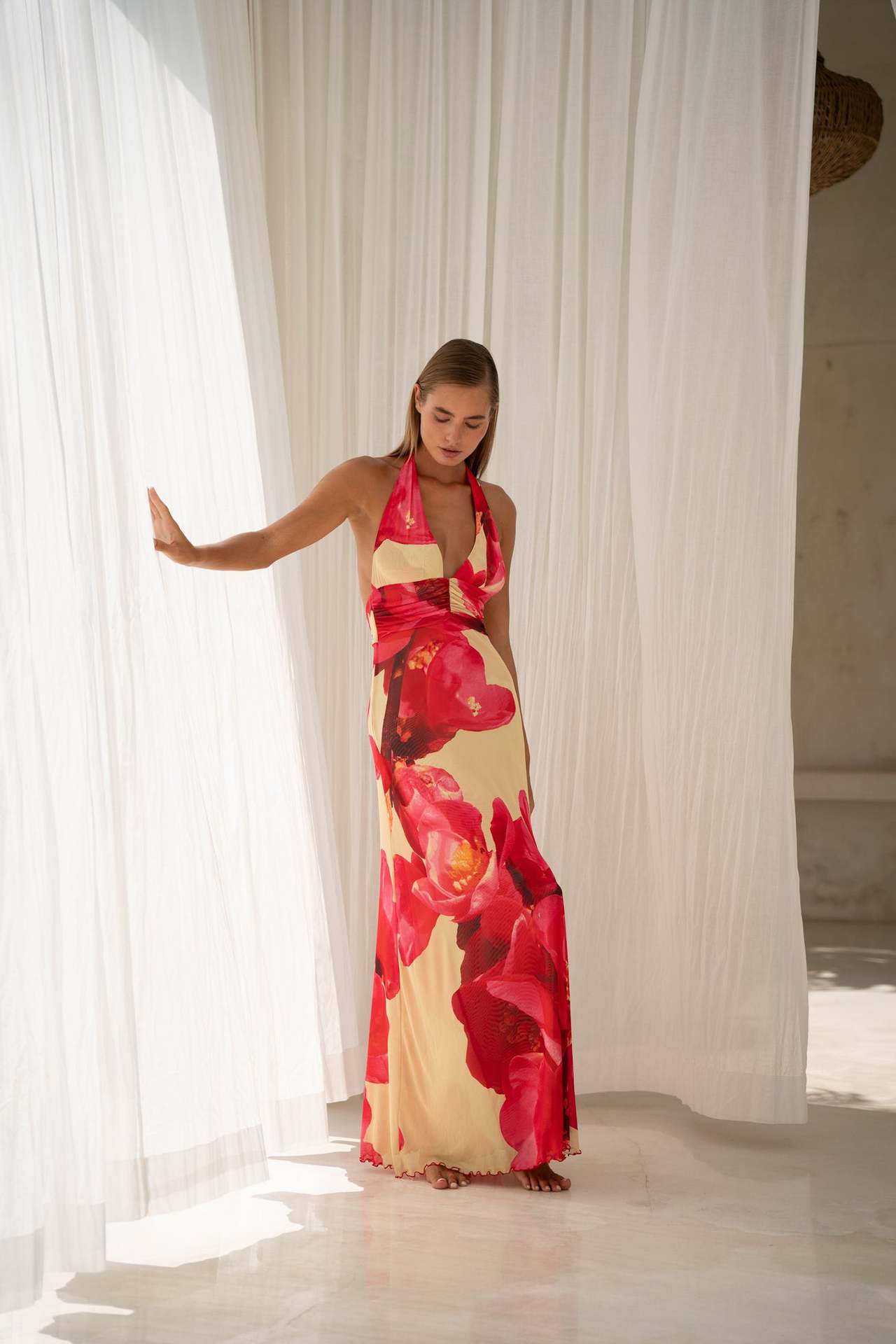 Bare Bloom Halter Dress